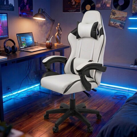 Silla Gamer Ergonomica Escritorio Reclinable Soporta 200kg Imback Blanco con Negro Silla Gamer Ergonomica Escritorio Reclinable Soporta 200kg Imback Blanco con Negro