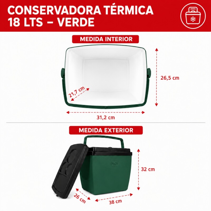 Conservadora térmica 18 lts VERDE