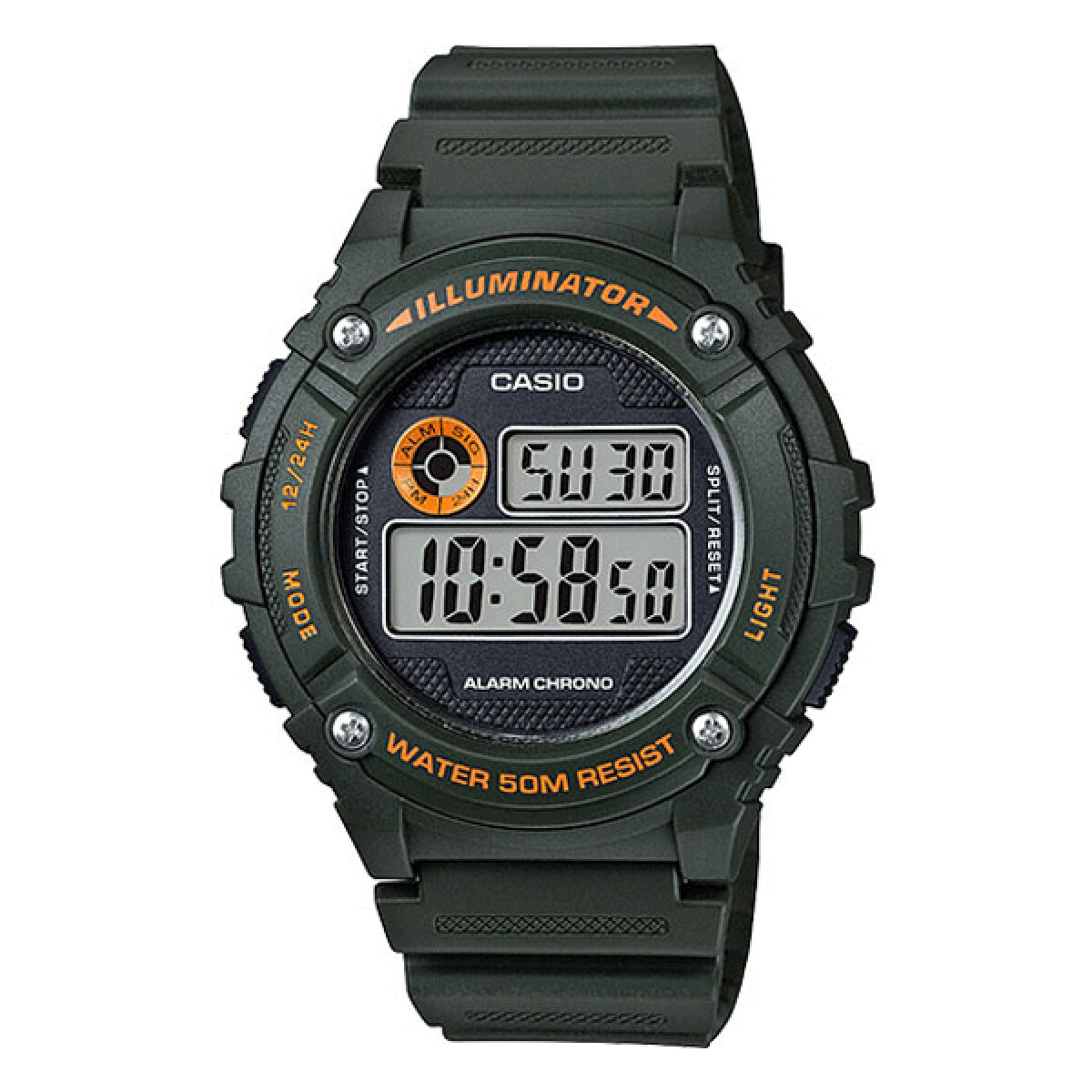 Reloj CASIO W216H-3BVDF en Resina Verde Esfera 42mm 