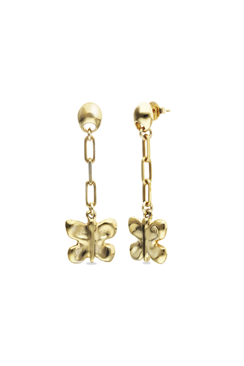 PENDIENTES LARGOS DE ALEACIÓN DE METALES BAÑADOS EN ORO 18K CON FORMA DE MARIPOSA - Pendiente 