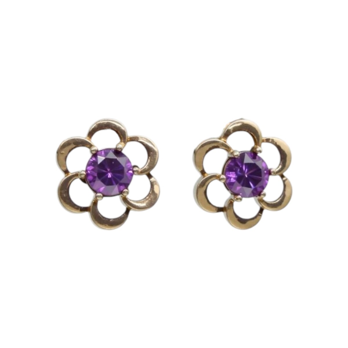 Caravana Flor Violeta - plata 925 - Zirconias- CA8432 - conpiedra 