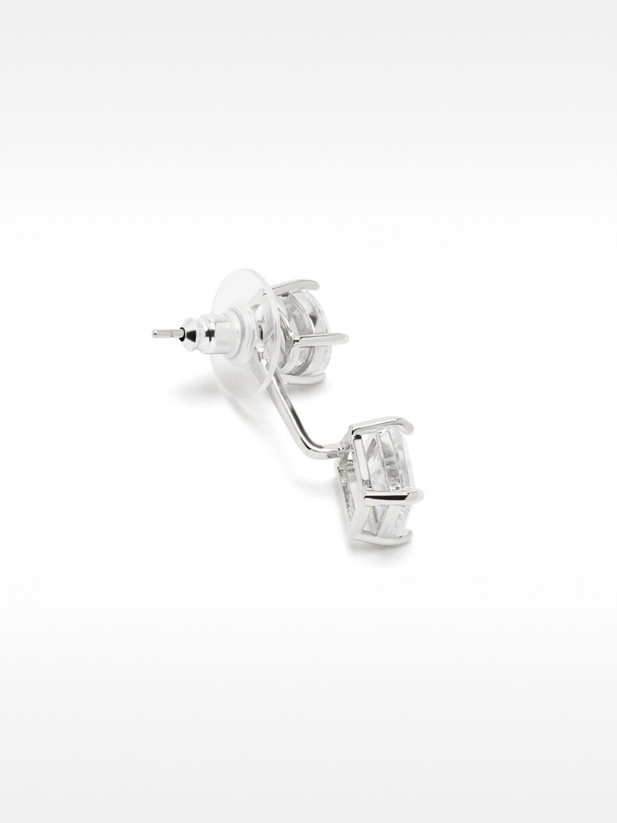 Pendientes Ear Jacket Con Circonitas plateado