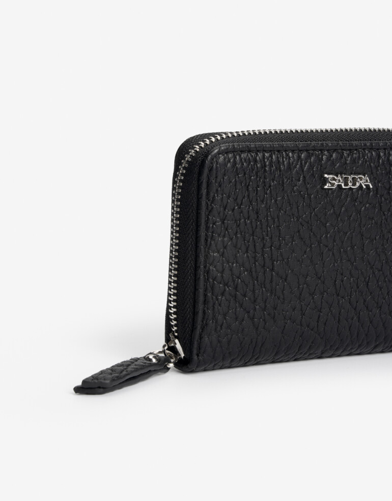 Billetera Zip Round Billetera Con Cierre Cremallera - Negro
