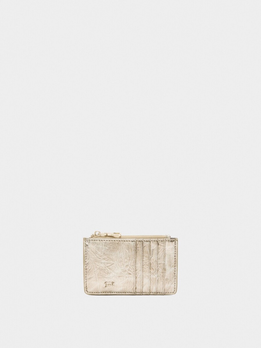 Tarjetero Básico Con Textura - dorado 