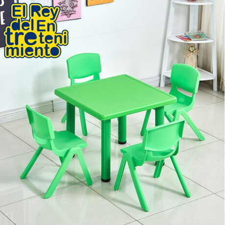 Mesa + 4 Sillas Infantil Plástico Calidad Y Colores Azul