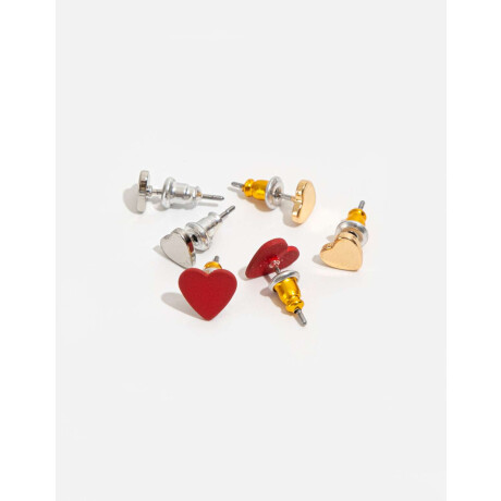 Set De Aros De Corazones Combinacion Tricolor