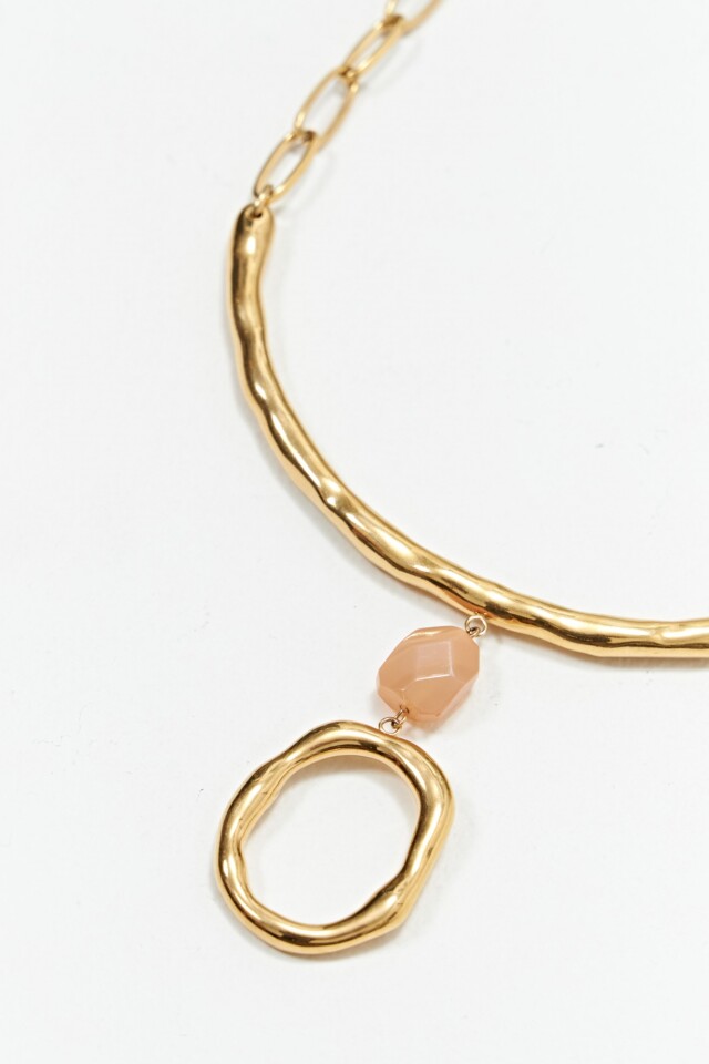 Collar acero con dije orgánico dorado