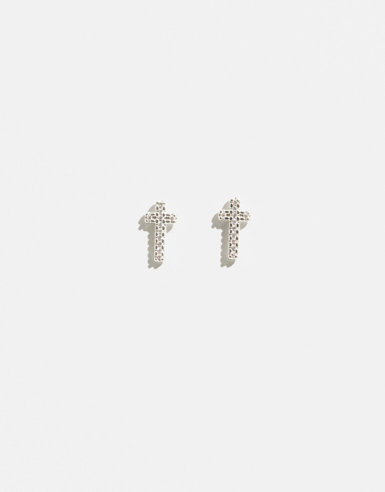 Aros Pasantes Strass Aros De Cruz - Plateado