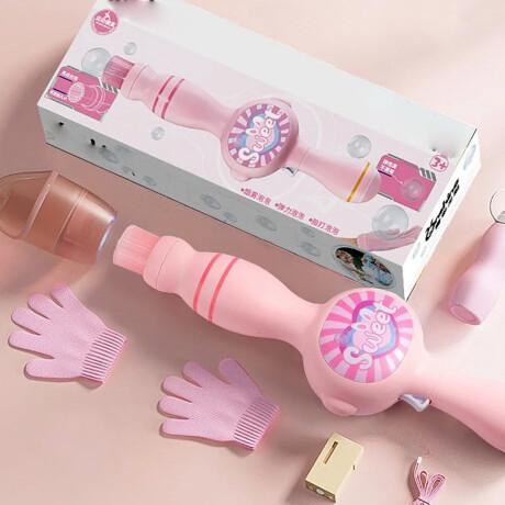Máquina burbujero de humo con accesorios Rosado