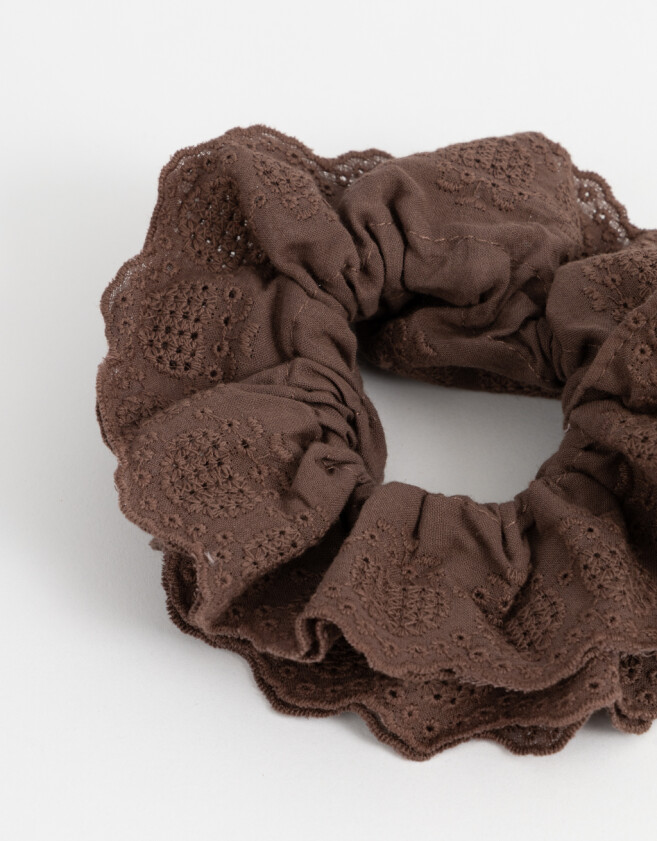 Skunzies XL Maxi Scrunchie Broderie - Marron Medio