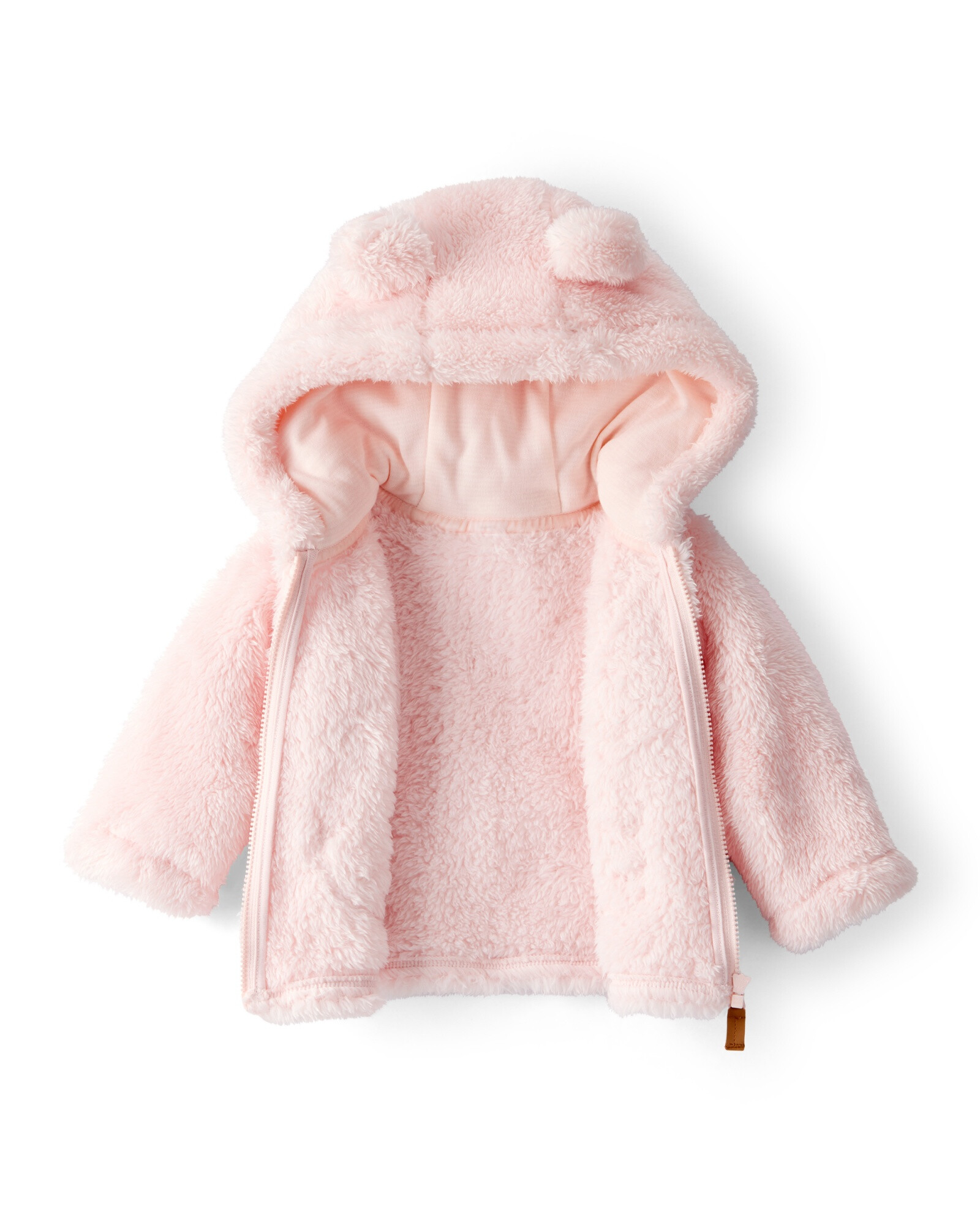 Campera de sherpa, con capucha, rosada Campera de sherpa, con capucha, rosada