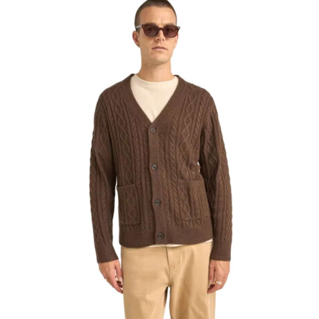 Buzo Rhythm Mohair Cable Cardigan Marrón