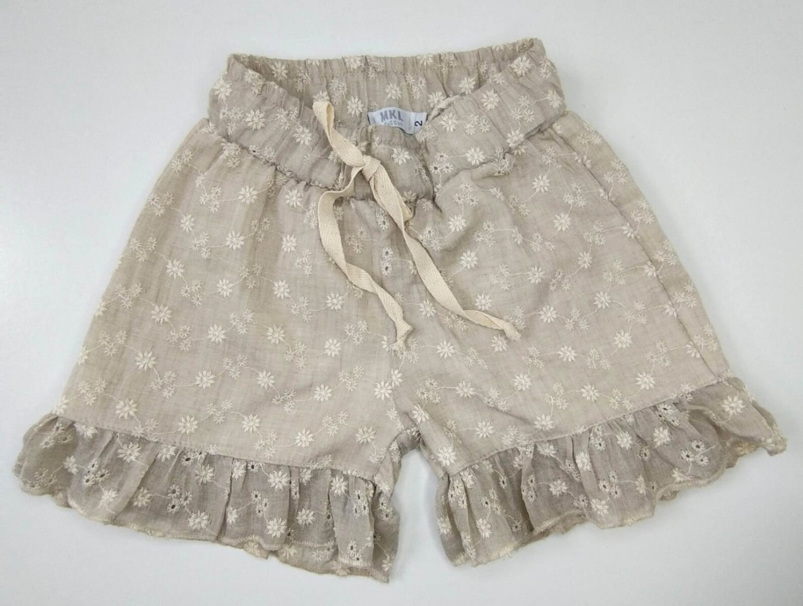 short de broderie bordado beige 