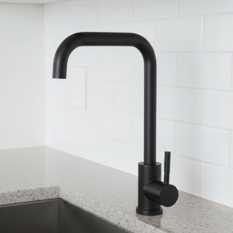 Monocomando para mesada de cocina diseño nórdico NEGRO MATE
