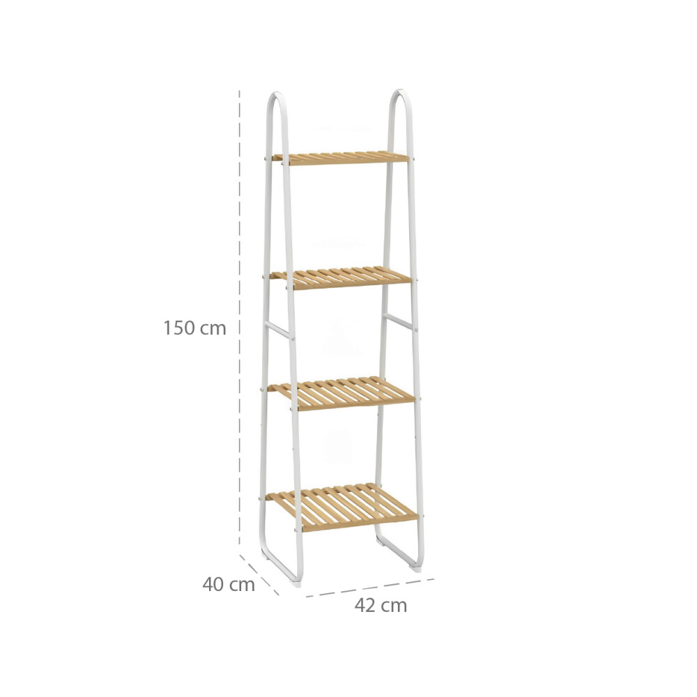 Estantería 4 Niveles Bambú - House Blanco