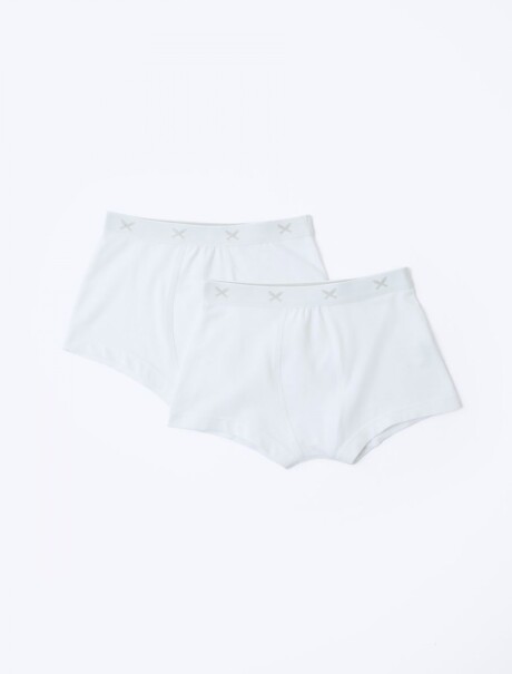 KIT CON 2 CALZONCILLOS ESTILO BOXER INFANTILES BLANCO