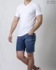 Remera Escote V Con Puño BLANCO