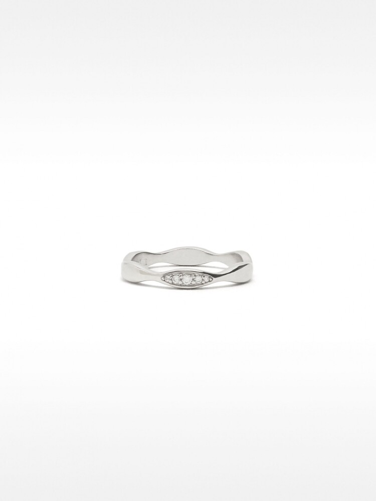 Anillo De Onda Con Circonitas – Plata De Ley 925 plateado