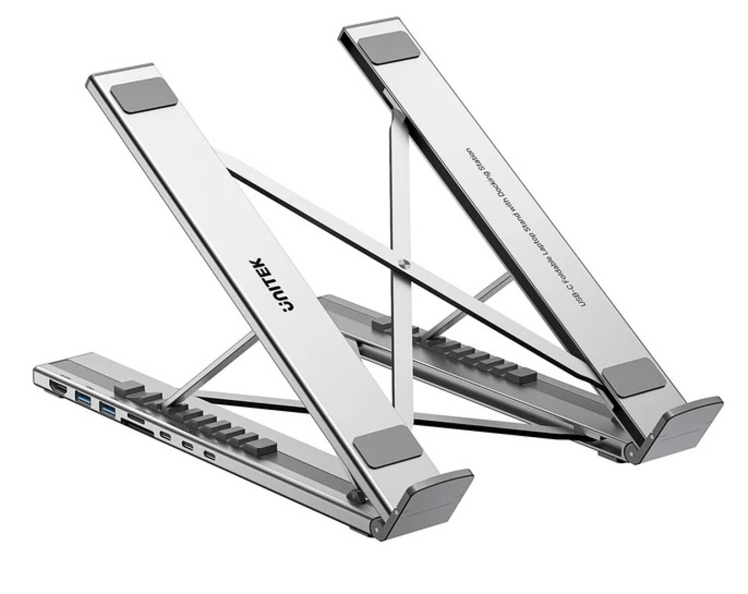 Soporte y Hub Unitek para Notebook Aluminio Plegable 