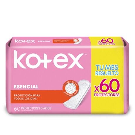 KOTEX ESENCIAL PROTECTORES DIARIOS 60 UNIDADES KOTEX ESENCIAL PROTECTORES DIARIOS 60 UNIDADES