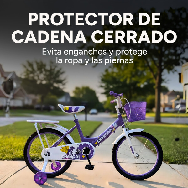Bicicleta infantil Shengdi Rodado 18 Canasto Parrilla Hadas Color Violeta