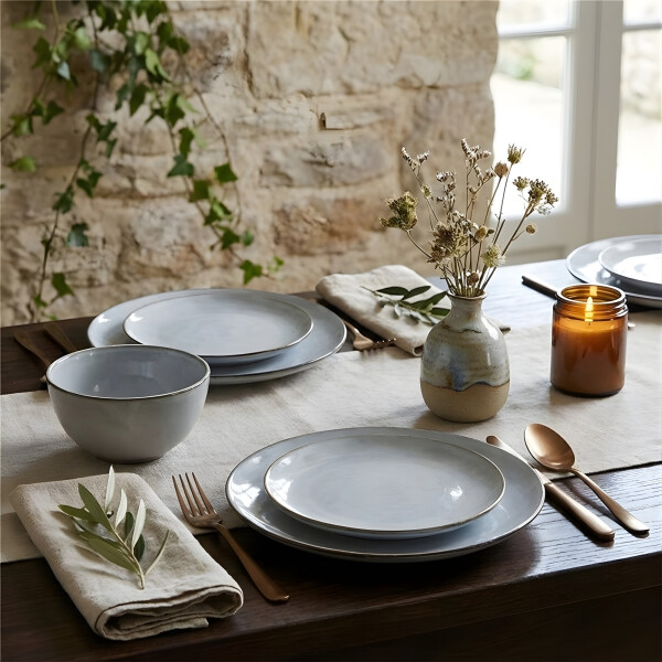 Plato de Postre Ceramica Ø22cm Glaze Celeste x12 Selecta Plato de Postre Ceramica Ø22cm Glaze Celeste x12 Selecta