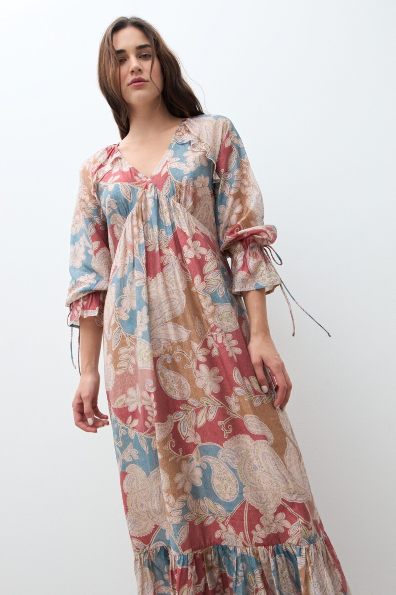 Vestido boho estampado bordo