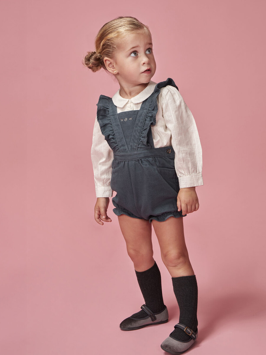 Peto Corto De Rayas Con Volantes Azulado