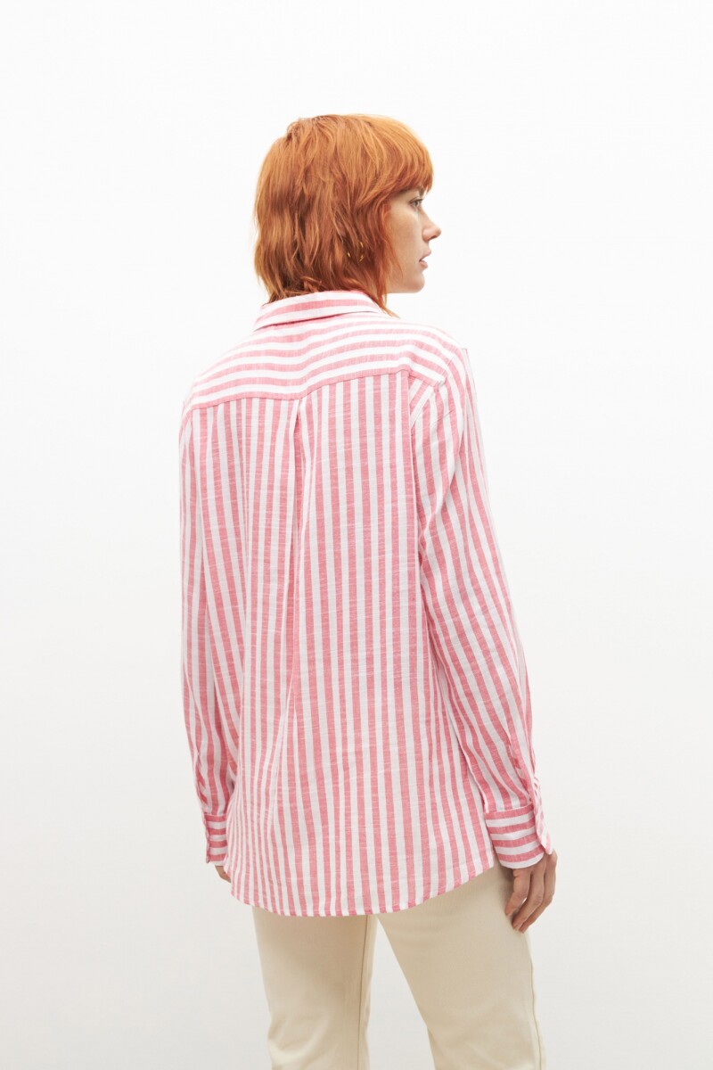 Camisa rayada oversize rosa melange