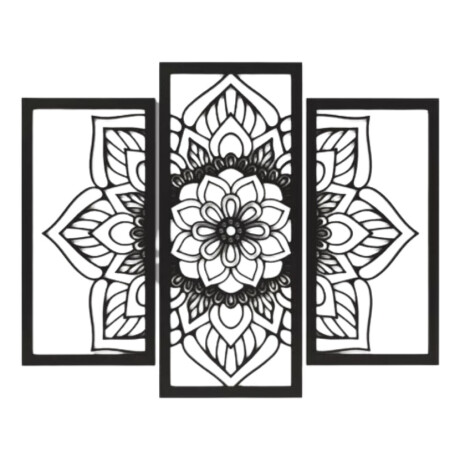Cuadro Mandala Triptico Artesanal Negro Mdf Calado Decoraci Cuadro Mandala Triptico Artesanal Negro Mdf Calado Decoraci