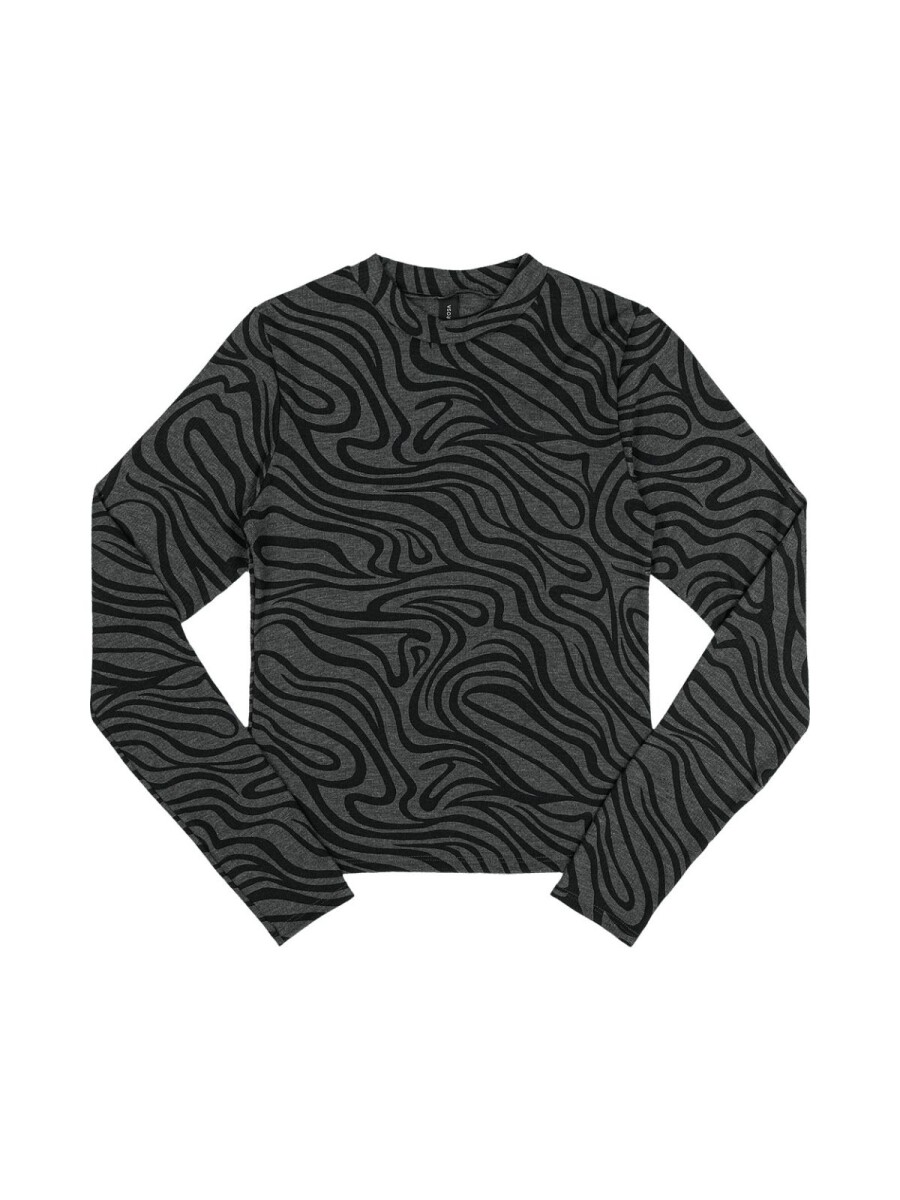 Blusa Estampado Animal Print - Negro y Gris 