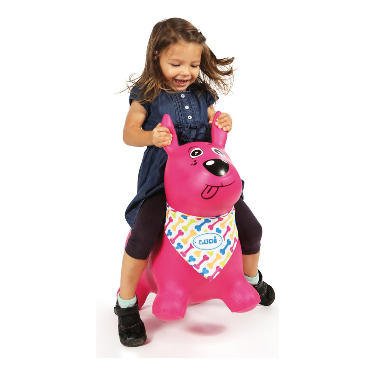 Juguete Perro Saltarín Inflable Infantil Burrito Goma Ludi - Variante Color Rosa 