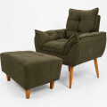 Juego De Living Sillón con puff Marrón