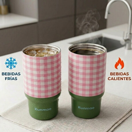 Vaso térmico de acero con sorbito y tapita - 800ml Rosado