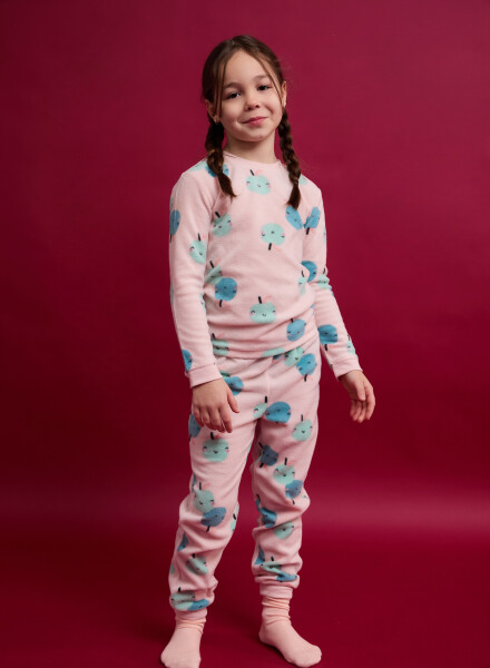 Pijama infantil polar manzanitas Rosado