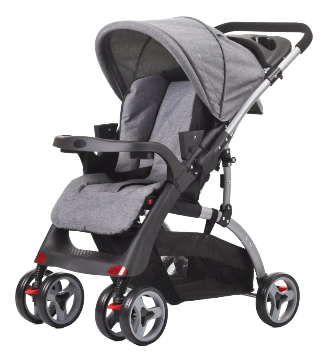 Coche Carriola Para Paseo De Bebe Plegable 3 Posiciones - Gris Claro 