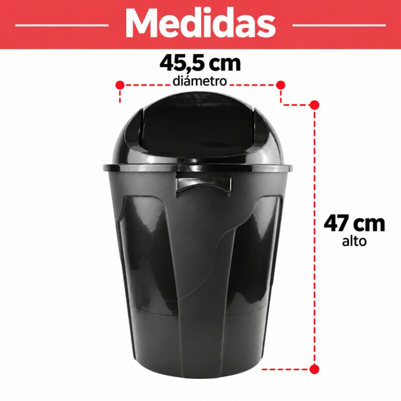 Tarro de residuos tapa vaiven 60lt NEGRO
