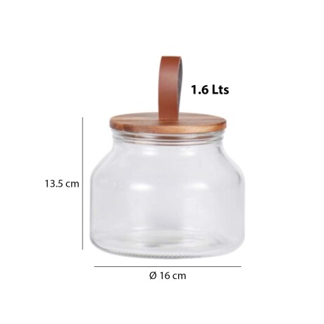 Set X3 Frascos Recipientes en Vidrio con Tapa Madera y Cuero Transparente