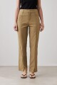 Pantalón recto con tajos verde oliva