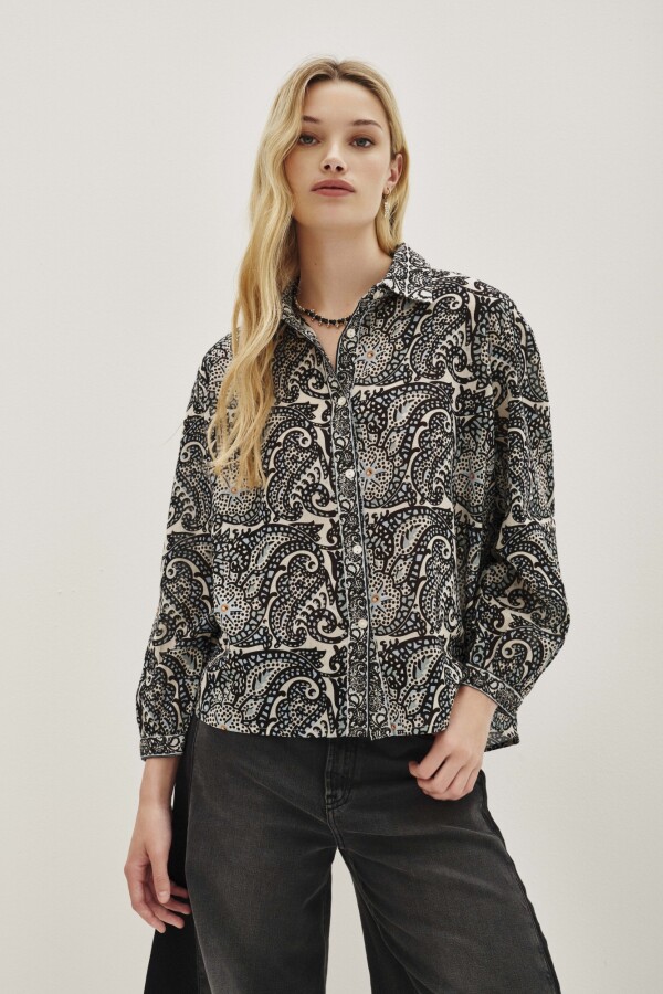 Camisa Lina Mosaic Azul