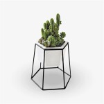 MACETA CERAMICA HEXA C/BASE D17x20CM BLANCO/NEGRO MACETA CERAMICA HEXA C/BASE D17x20CM BLANCO/NEGRO