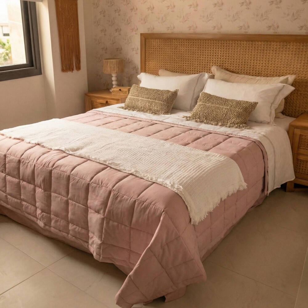 Acolchado 1 Plaza | 1 Plaza y Media - Basic 200 Hilos Rosa