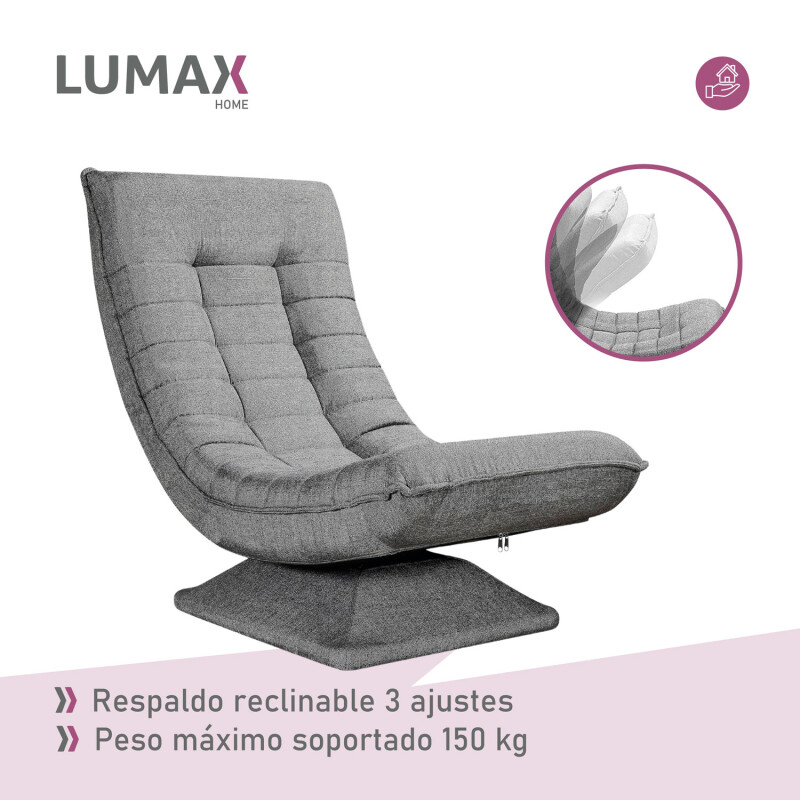 Sillón Reclinable 1 Cuerpo Giratorio 360º Nobby Gris