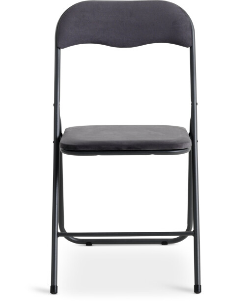 Silla plegable VIUF terciopelo gris/acero negro Silla plegable VIUF terciopelo gris/acero negro
