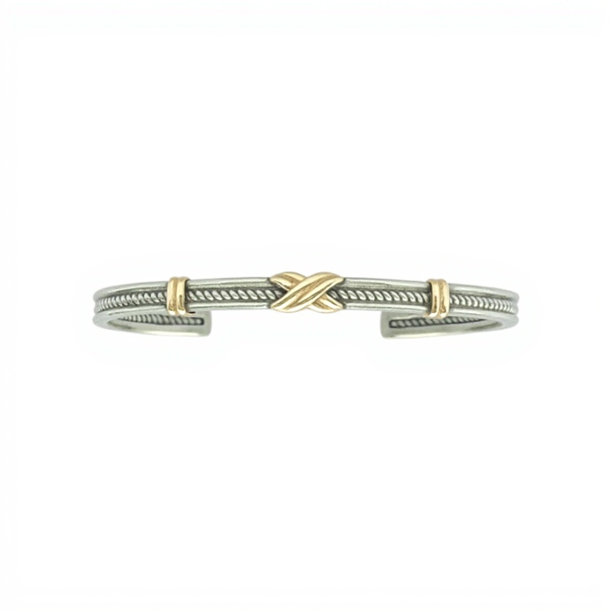 Brazalete Cruz-Plata y Oro-Sin piedra- BR5002 - sinpiedra 