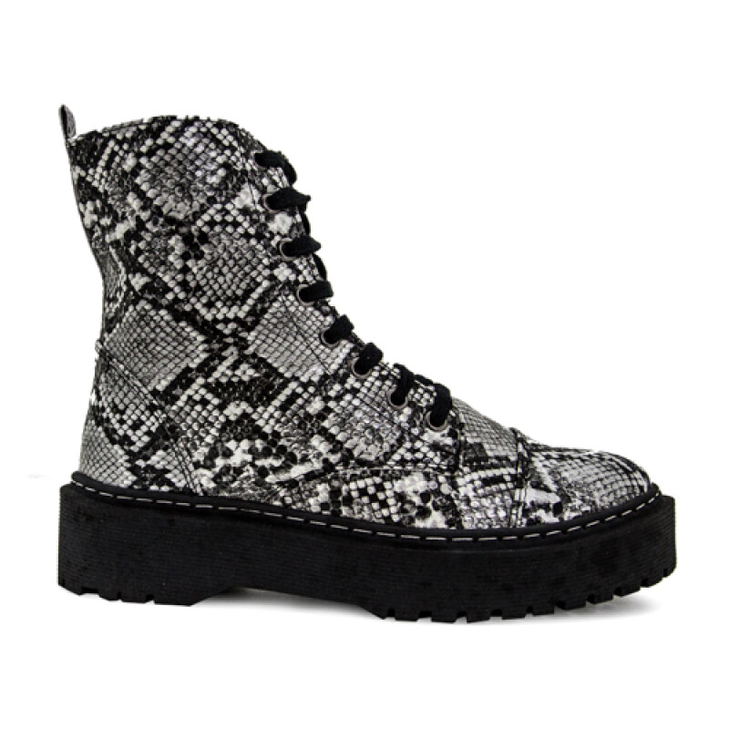 S&D Bota acordonada croco Blanco-negro