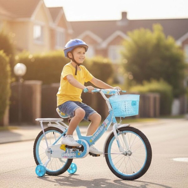 Bicicleta infantil Shengdi Rodado 18 Canasto Parrilla Hadas Color Celeste