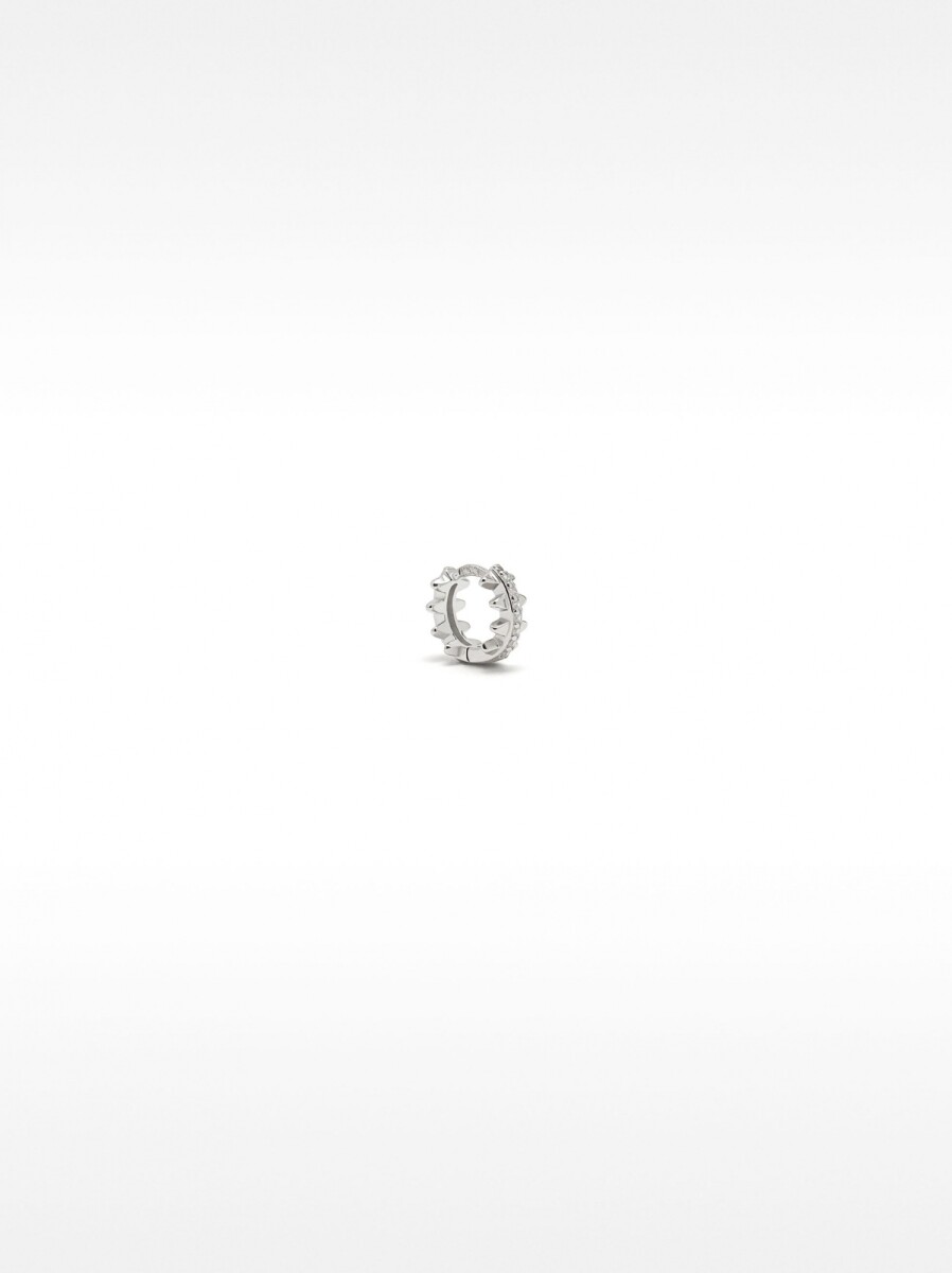 Pendiente Individual Con Circonitas Y Relieve - Plata De Ley 925 - plateado 