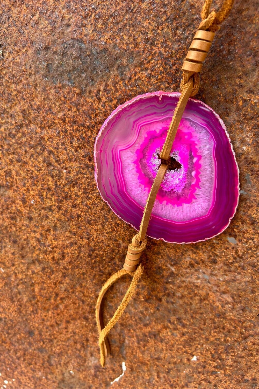 Simple Ágata Necklaces Fucsia