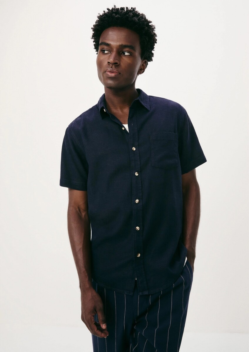 CAMISA MANGA CORTA SLIM - AZUL 